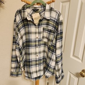 Love Tree Plaid Flannel Long Shirt